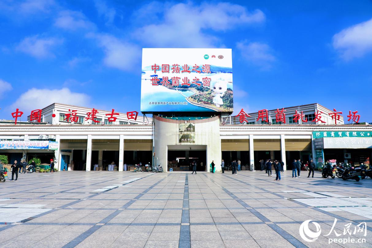 古田食用菌批發(fā)市場門外。人民網(wǎng) 李唯一攝