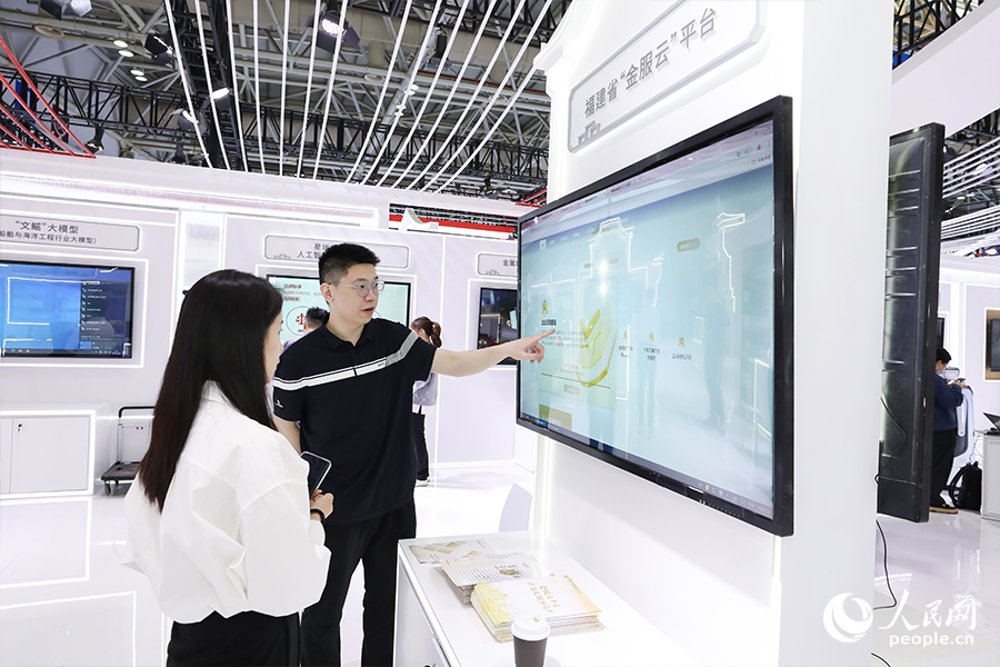 工作人員向市民介紹福建省“金服云”平臺(tái)。人民網(wǎng) 陳永整攝