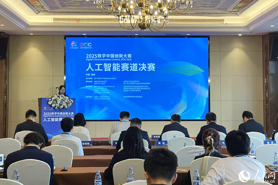 2025數(shù)字中國(guó)創(chuàng)新大賽·人工智能賽道總決賽現(xiàn)場(chǎng)。人民網(wǎng)記者 林盈攝