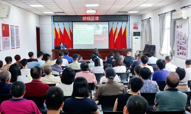 林丹為在場(chǎng)黨員們上黨課